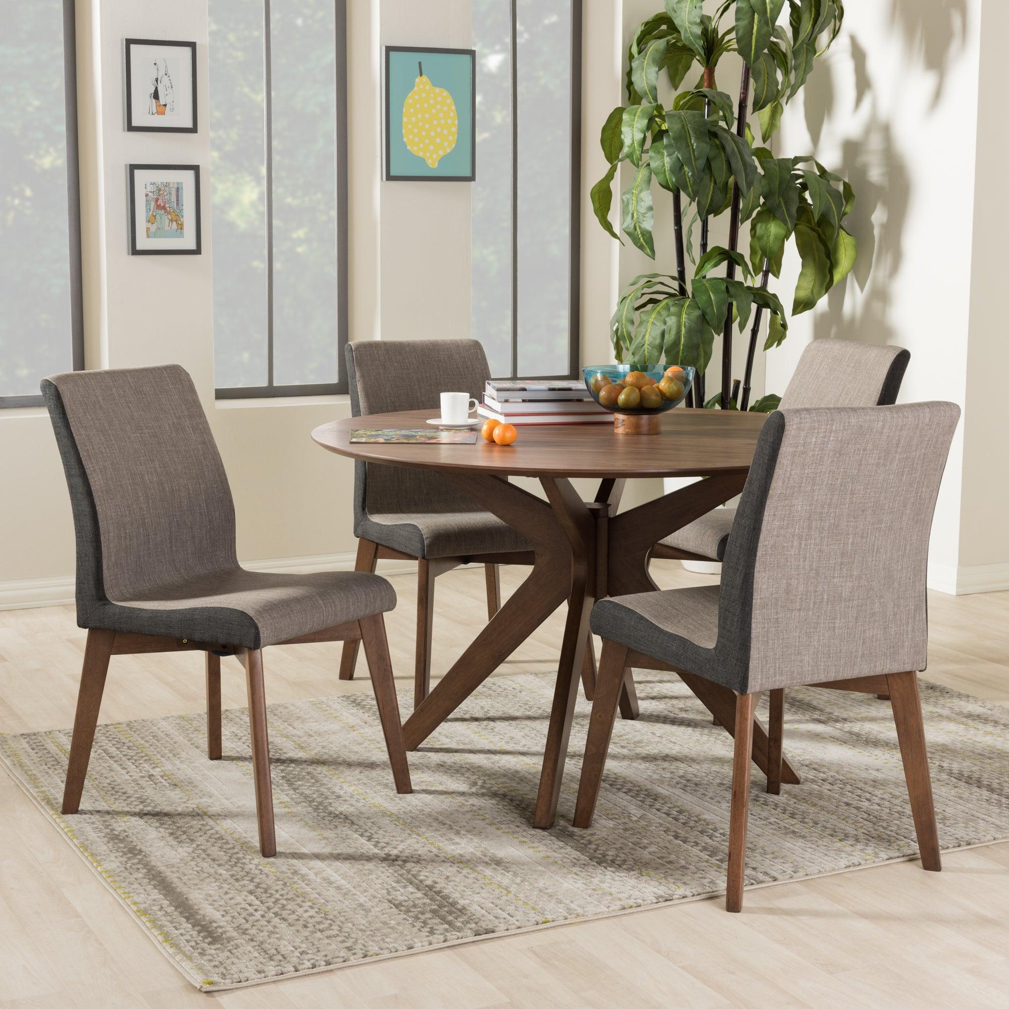 Kimberly Mid-Century Modern Wood Round 5-Piece Dining Set