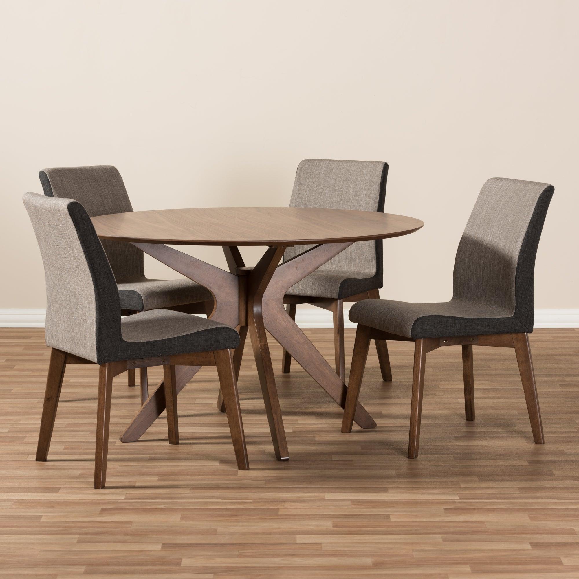 Kimberly Mid-Century Modern Wood Round 5-Piece Dining Set