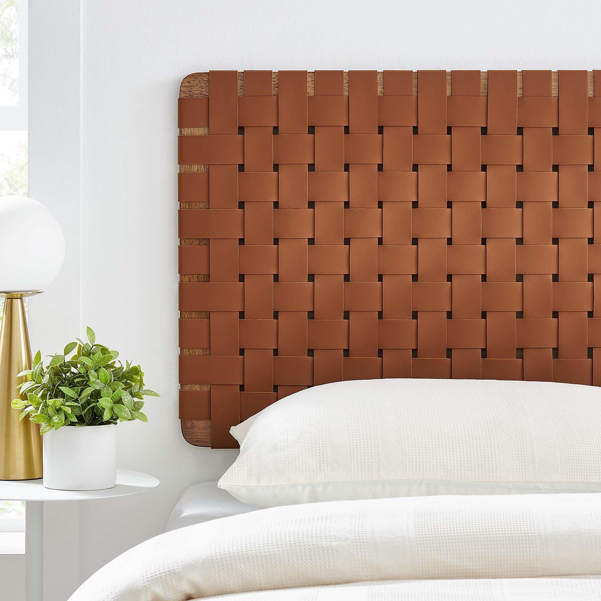 Sparta Weave Wall-Mount Vegan Leather Headboard