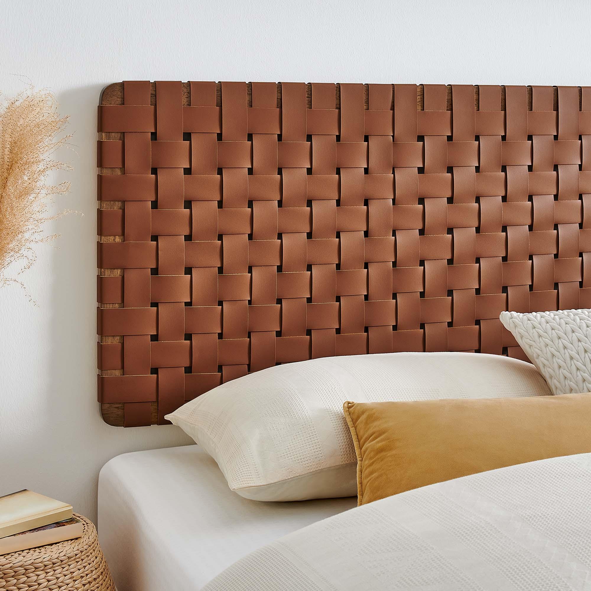 Sparta Weave Wall-Mount Vegan Leather Headboard