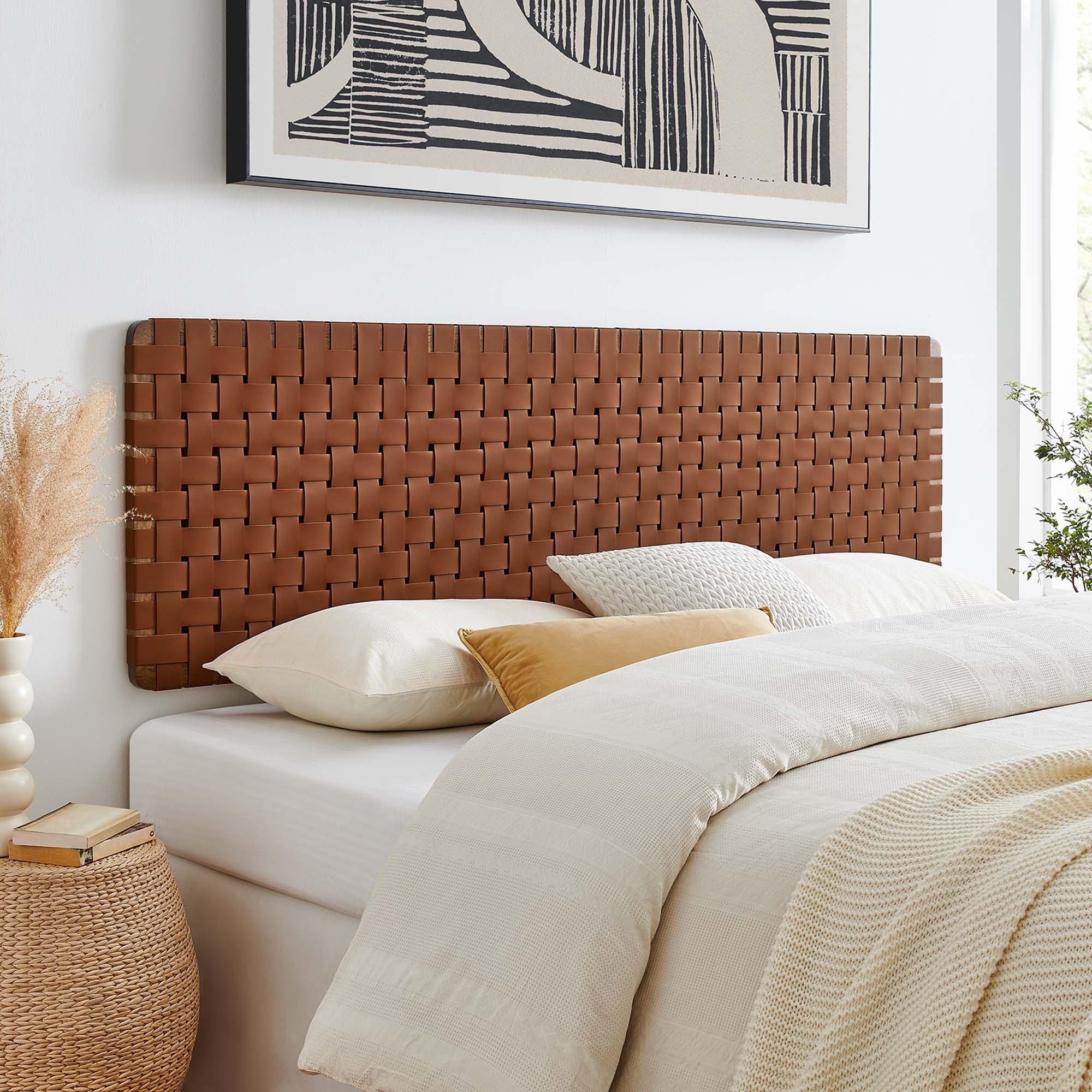 Sparta Weave Wall-Mount Vegan Leather Headboard