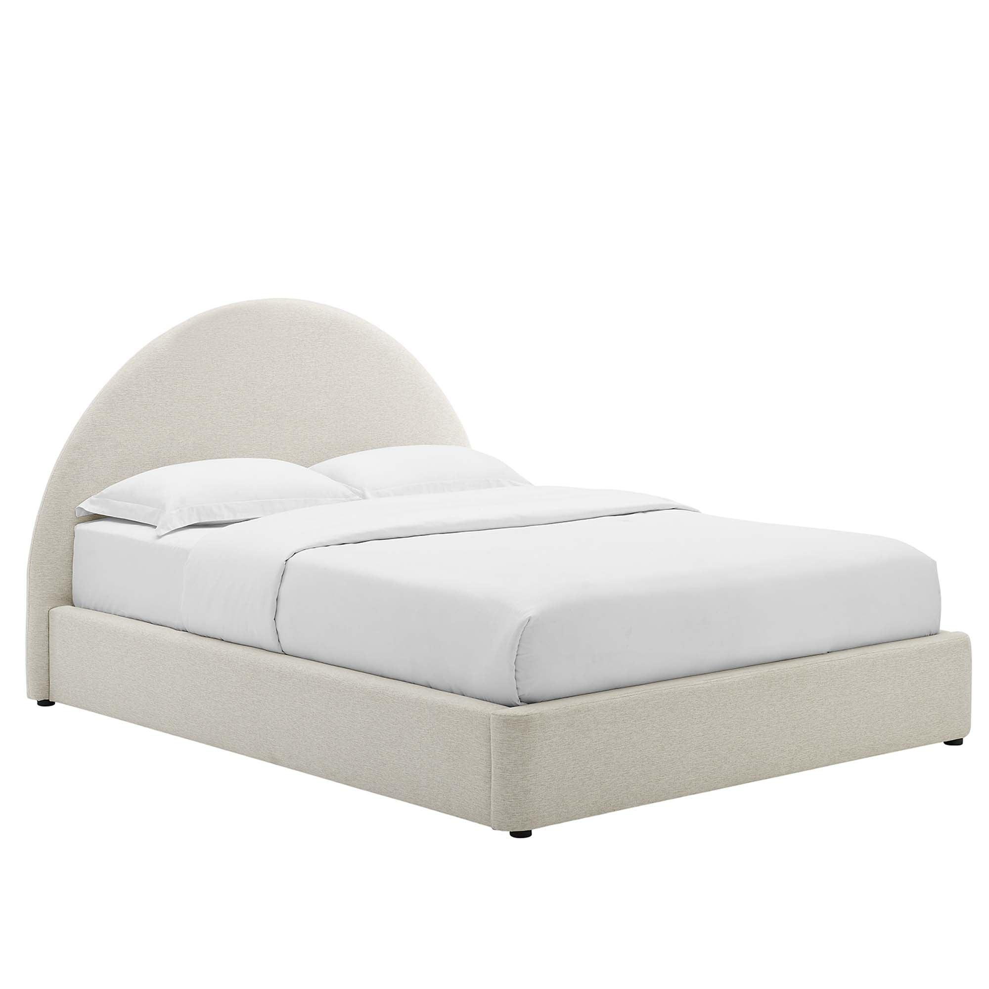 Resort Upholstered Fabric Arched Round Platform Bed