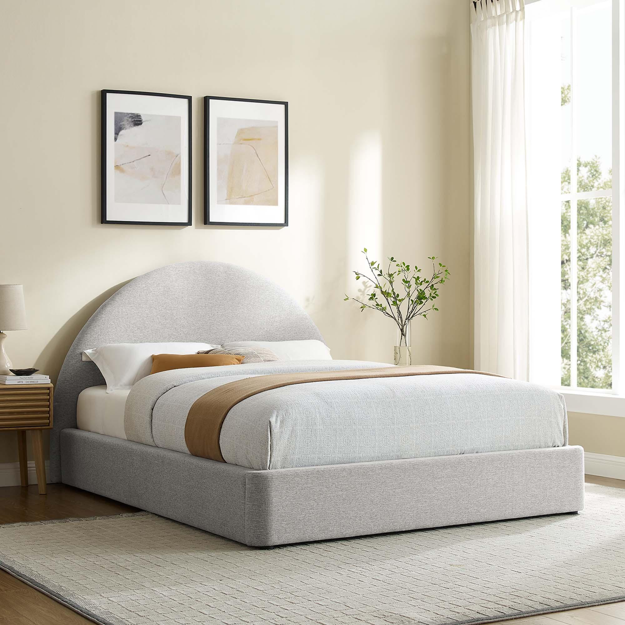 Resort Upholstered Fabric Arched Round Platform Bed