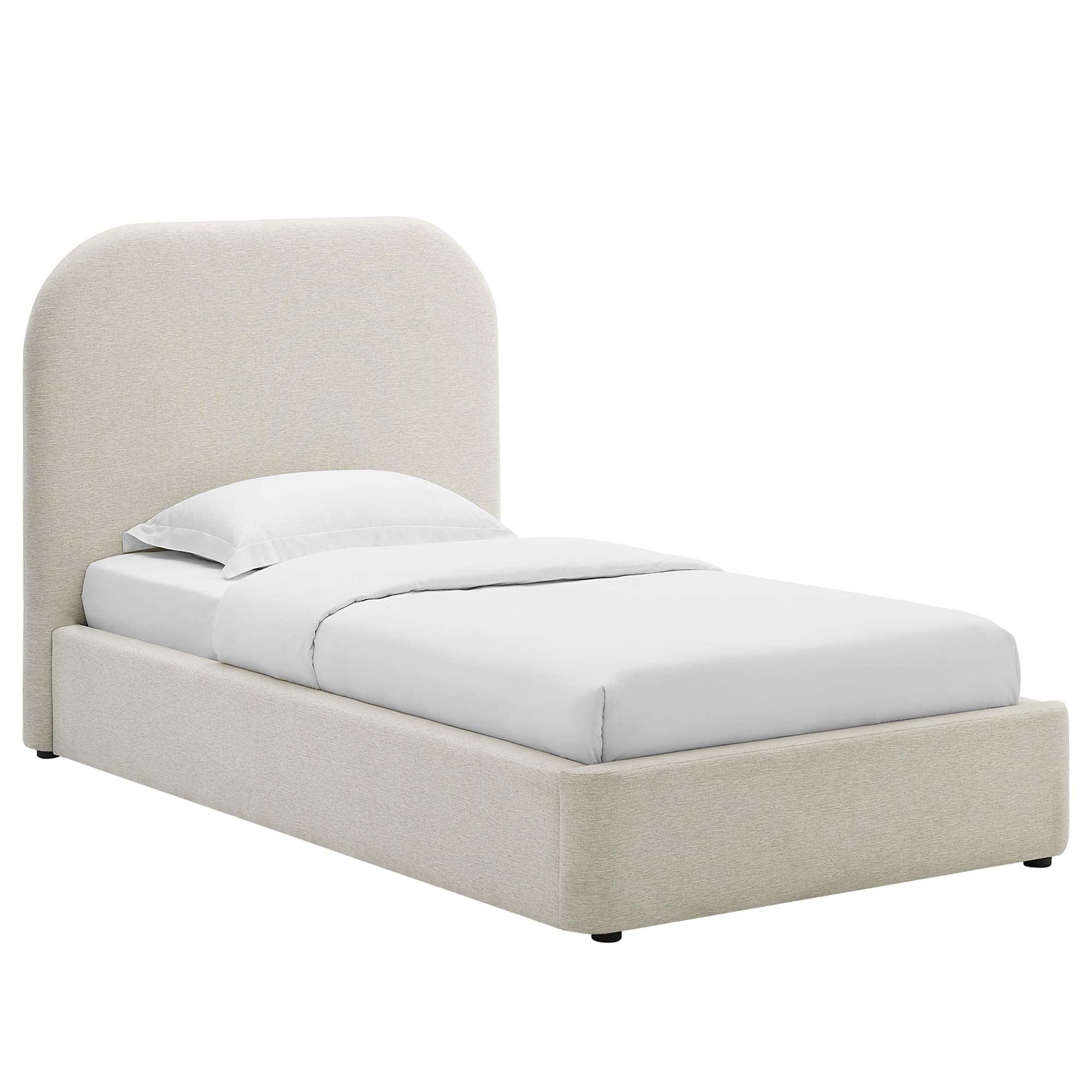 Keynote Upholstered Fabric Curved Platform Bed