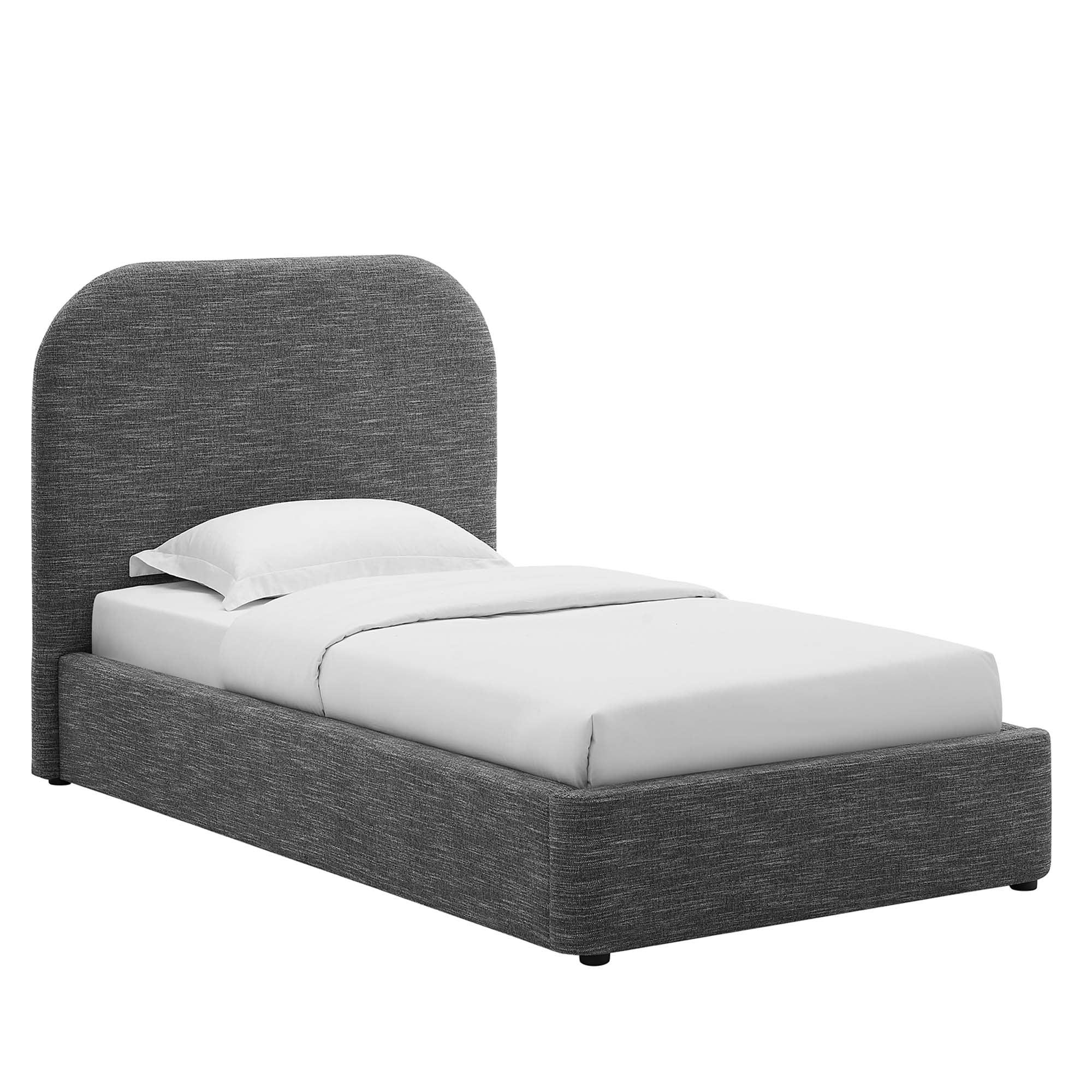 Keynote Upholstered Fabric Curved Platform Bed