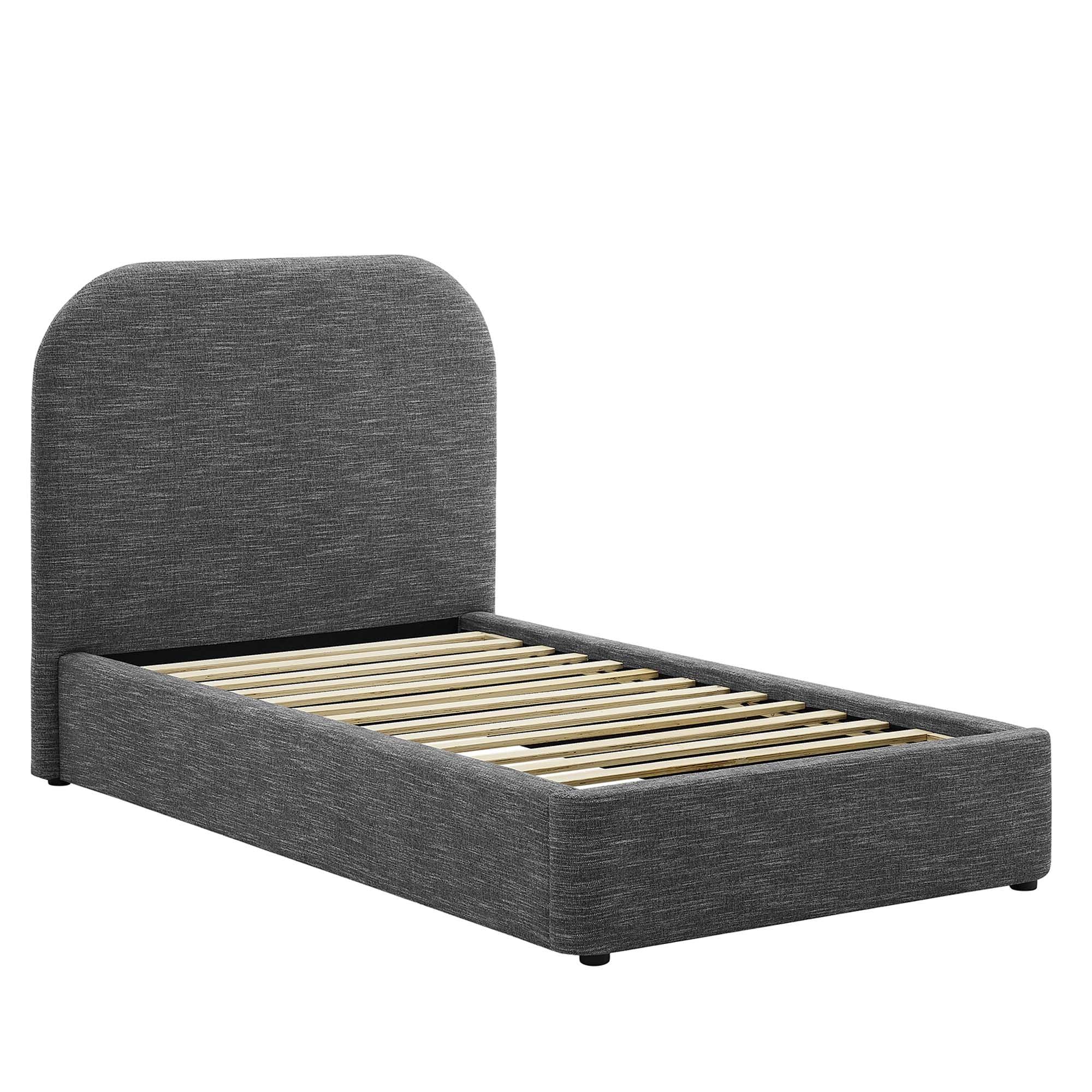 Keynote Upholstered Fabric Curved Platform Bed