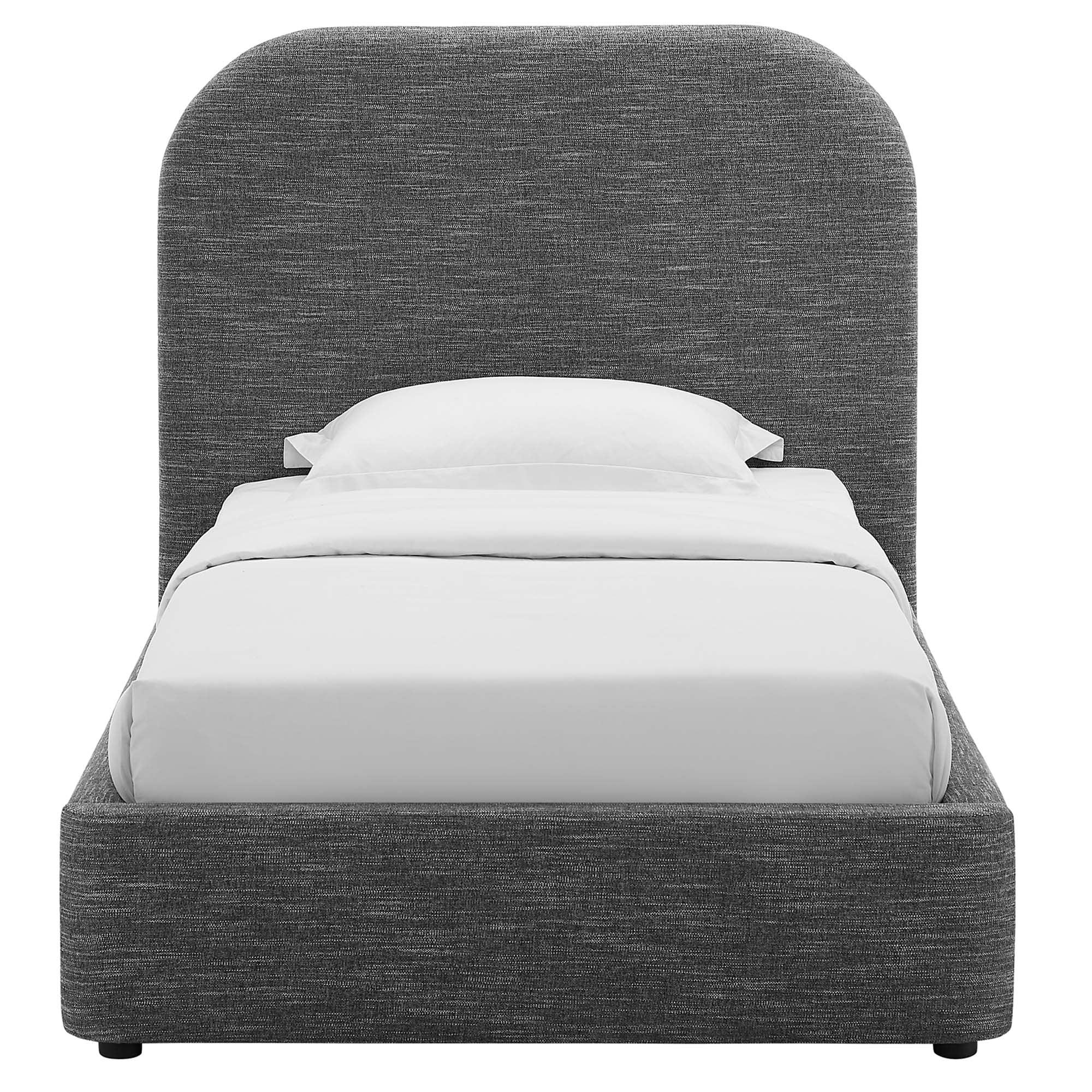 Keynote Upholstered Fabric Curved Platform Bed