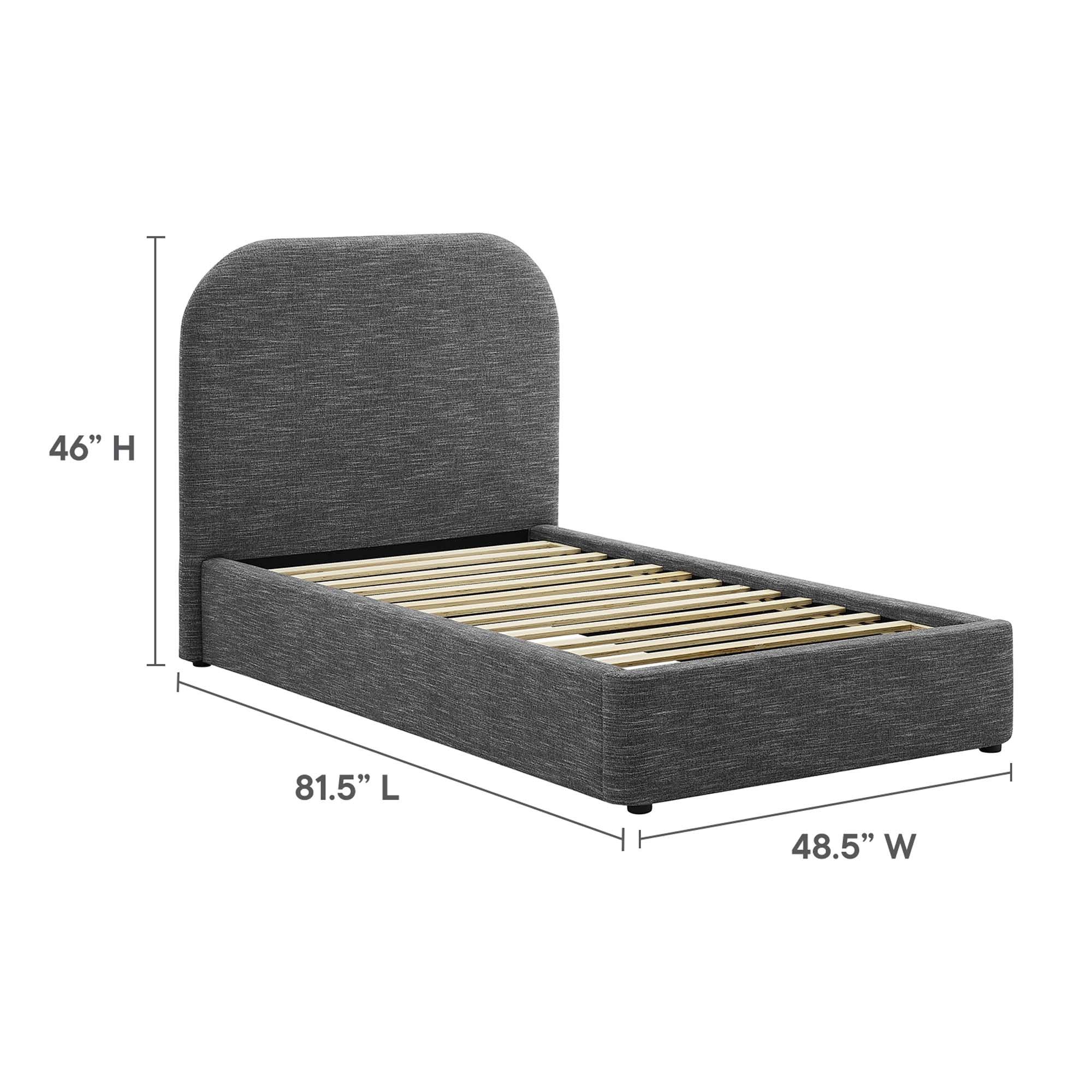 Keynote Upholstered Fabric Curved Platform Bed