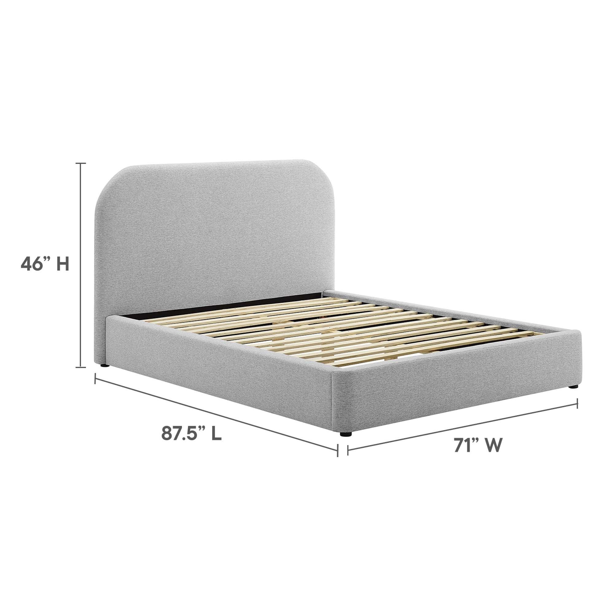 Keynote Upholstered Fabric Curved Platform Bed