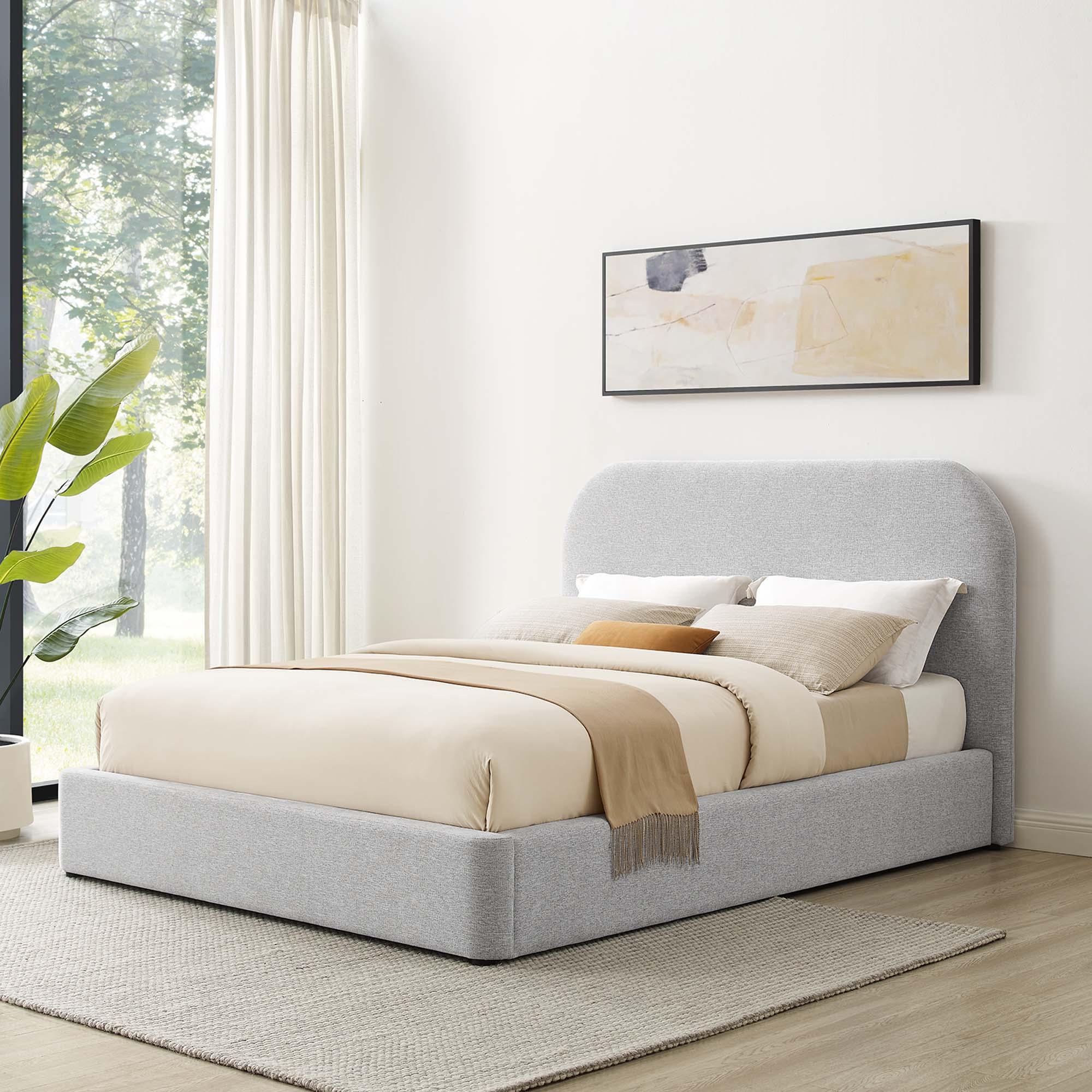 Keynote Upholstered Fabric Curved Platform Bed