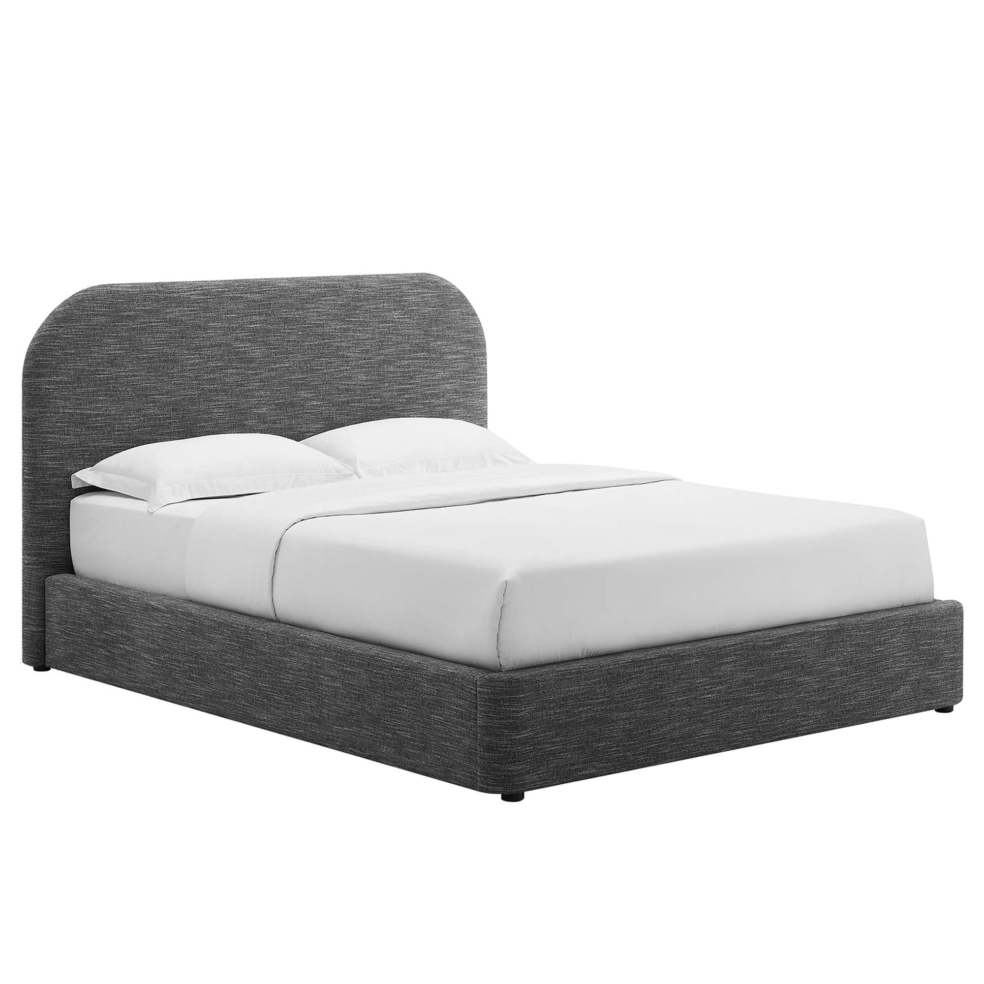 Keynote Upholstered Fabric Curved Platform Bed