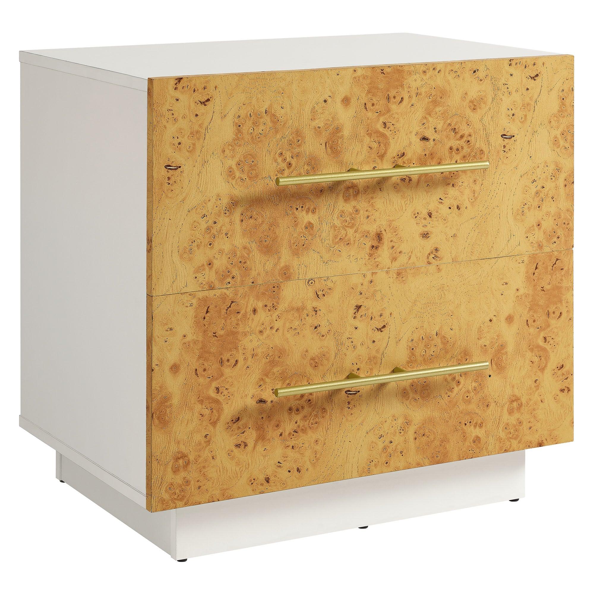 Abel 2-Drawer Burl Wood Nightstand