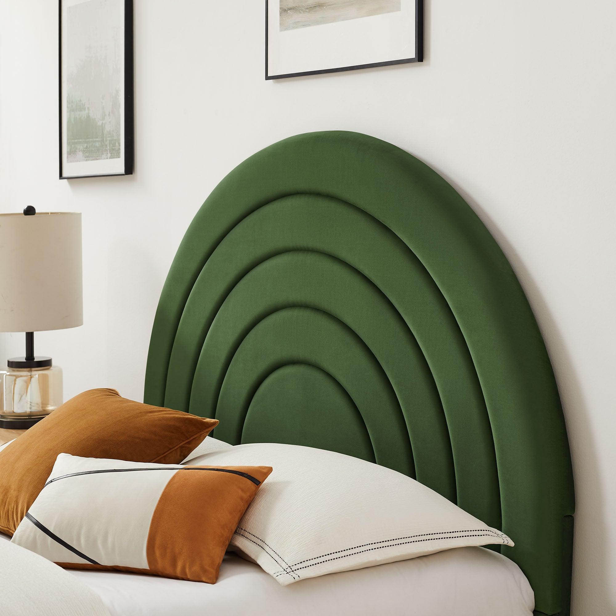 Solana Arched Performance Velvet Platform Bed