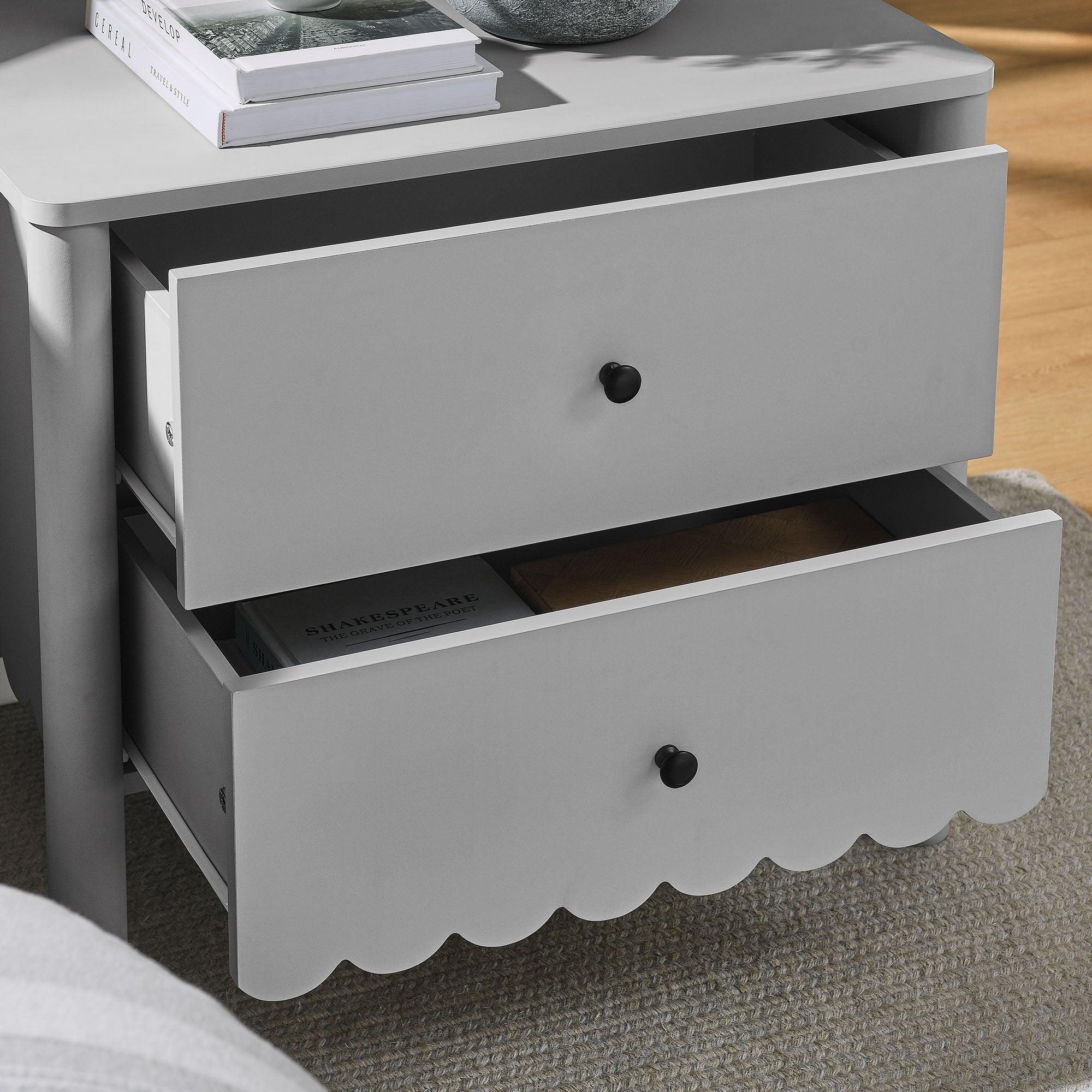 Emmeline Scalloped 2-Drawer Nightstand