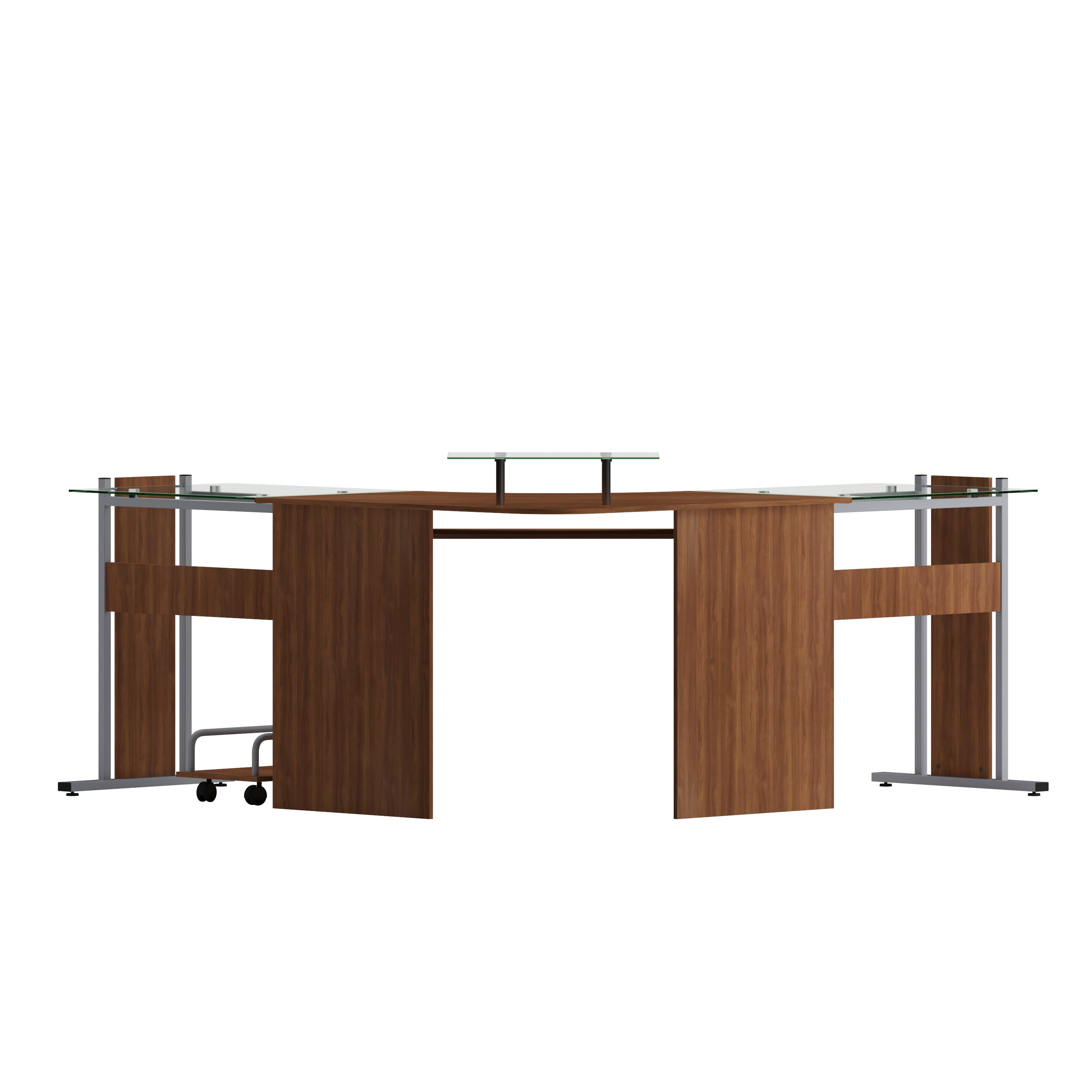 Laminate Corner Desk with Pull-Out Keyboard Tray and CPU Cart-Desk-Flash Furniture-Wall2Wall Furnishings