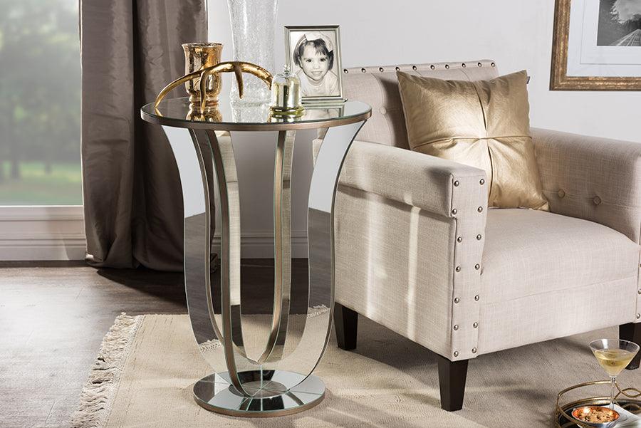 Kylie Modern and Contemporary Hollywood Regency Glamour Style Mirrored Accent Side Table