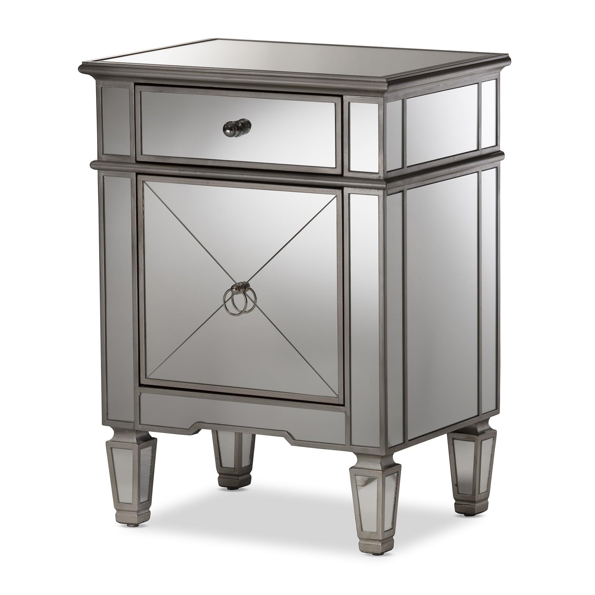 Claudia Hollywood Regency Glamour Style Mirrored End Table