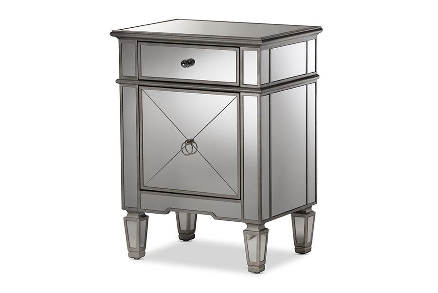 Claudia Hollywood Regency Glamour Style Mirrored End Table