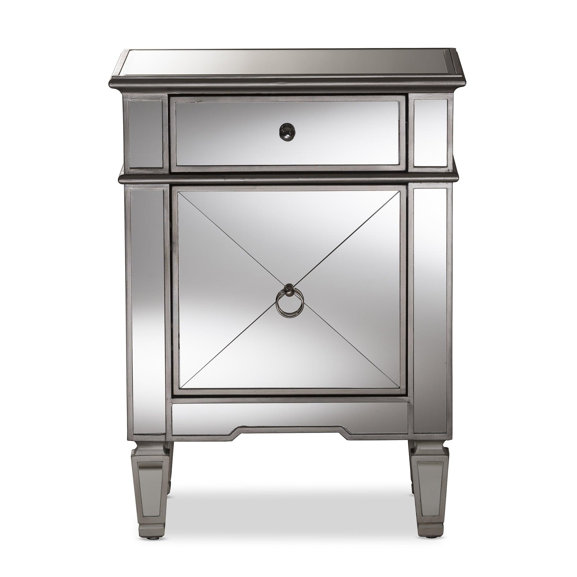 Claudia Hollywood Regency Glamour Style Mirrored End Table