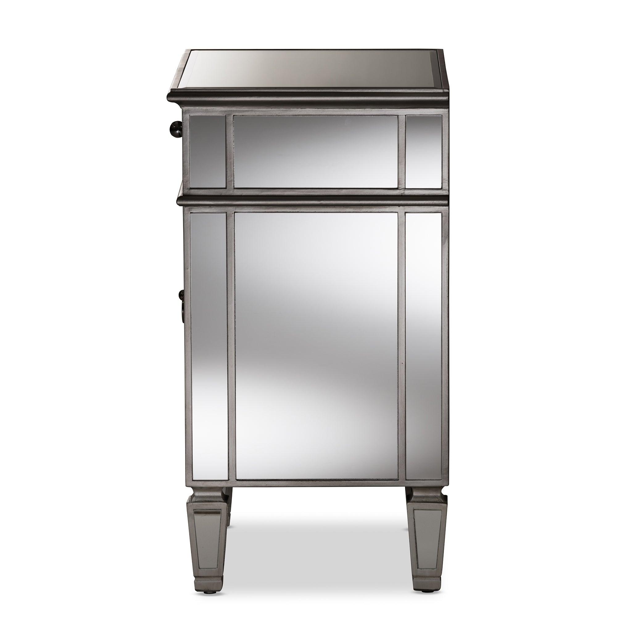 Claudia Hollywood Regency Glamour Style Mirrored End Table