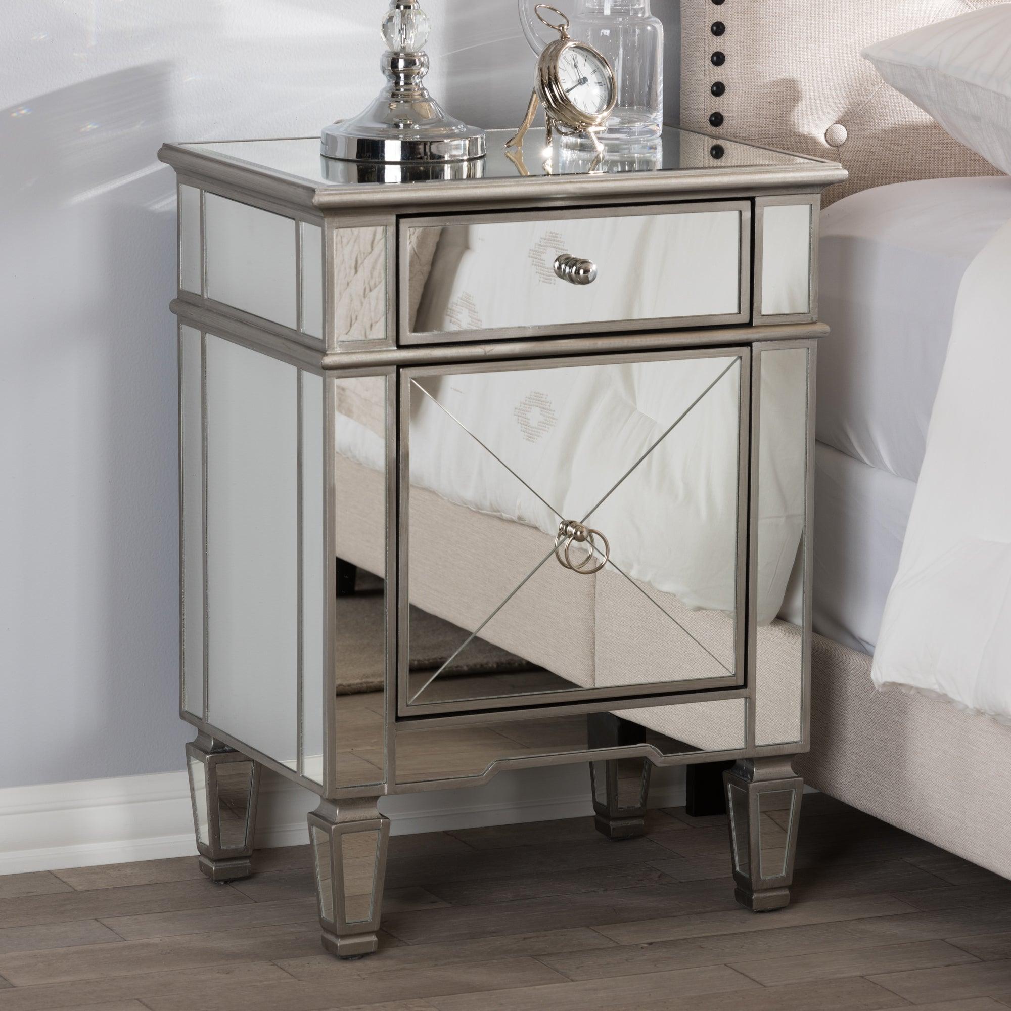 Claudia Hollywood Regency Glamour Style Mirrored End Table