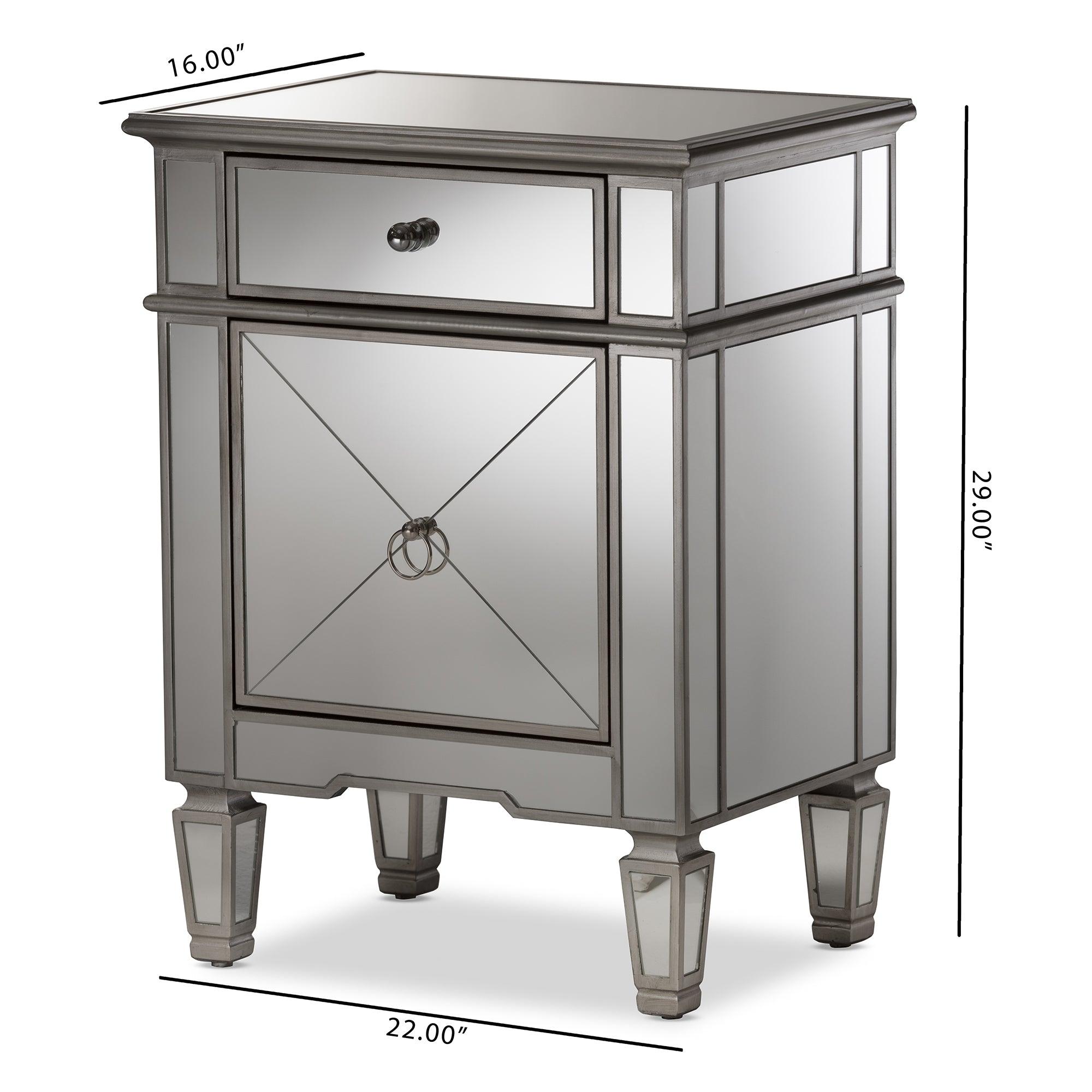 Claudia Hollywood Regency Glamour Style Mirrored End Table