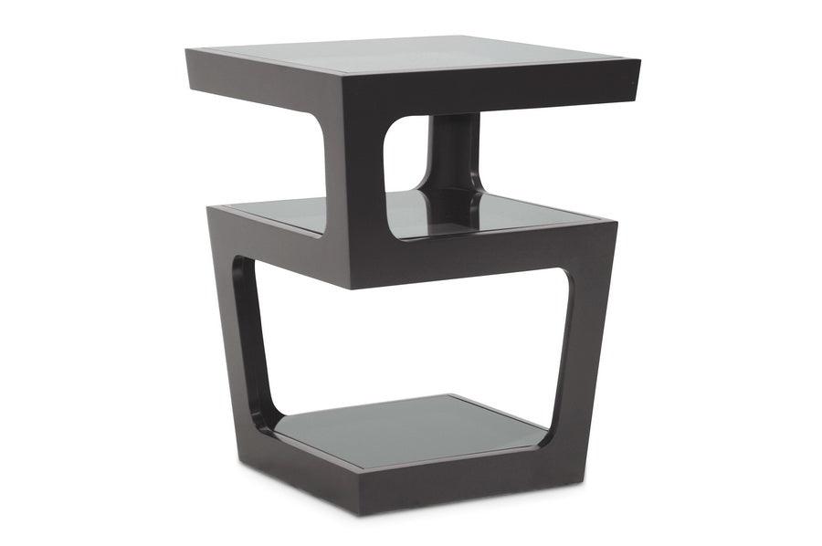 Clara Modern End Table with 3-Tiered Glass Shelves