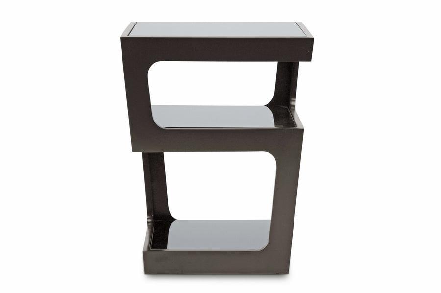 Clara Modern End Table with 3-Tiered Glass Shelves