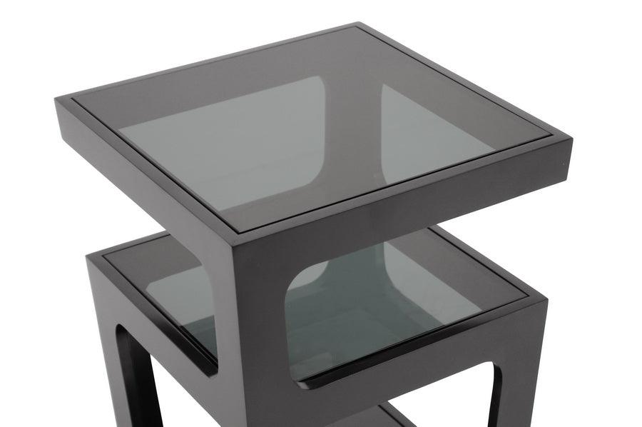 Clara Modern End Table with 3-Tiered Glass Shelves