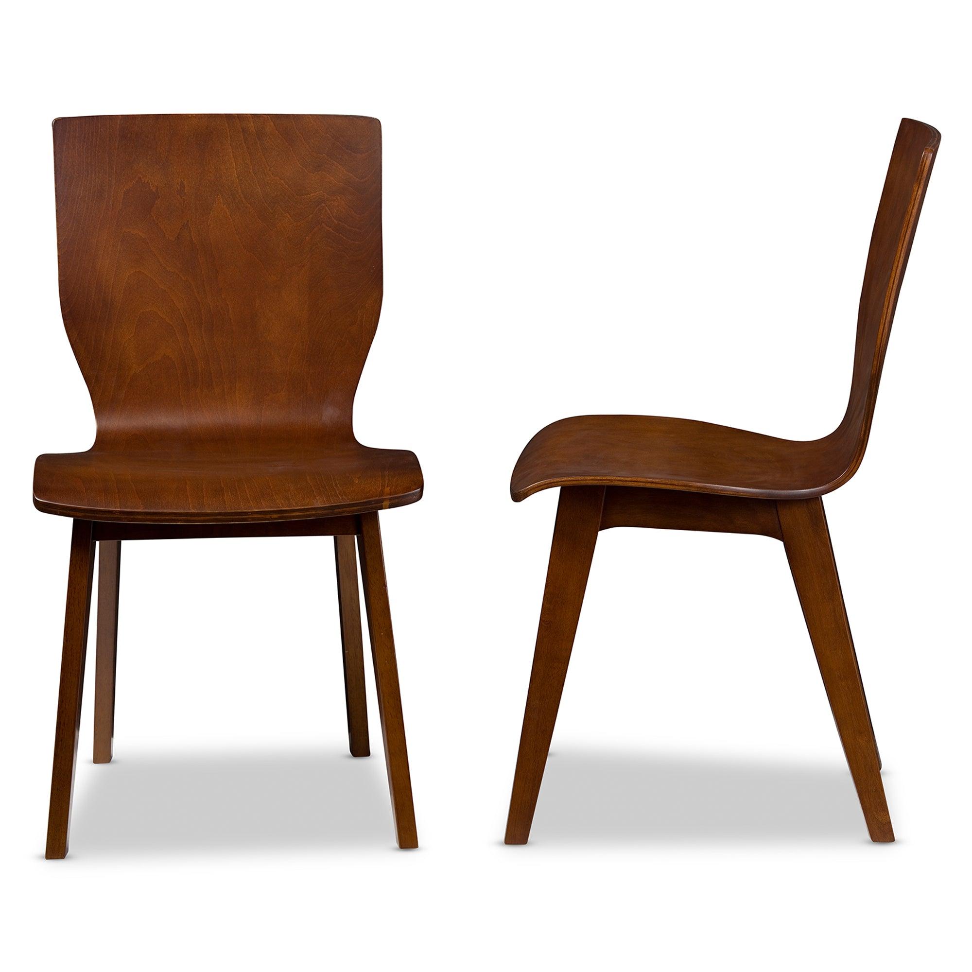 Elsa Mid-century Modern Scandinavian Style Dark Bent Wood Dining Chair (Set of 2)