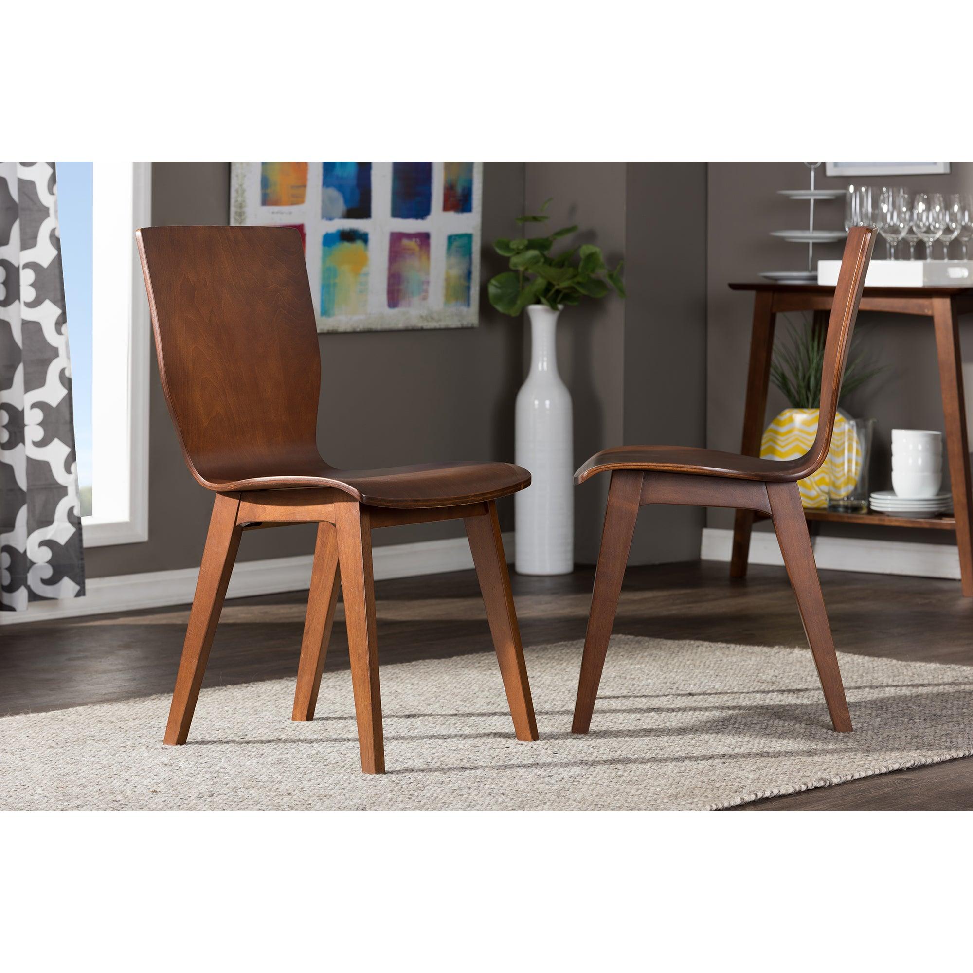 Elsa Mid-century Modern Scandinavian Style Dark Bent Wood Dining Chair (Set of 2)