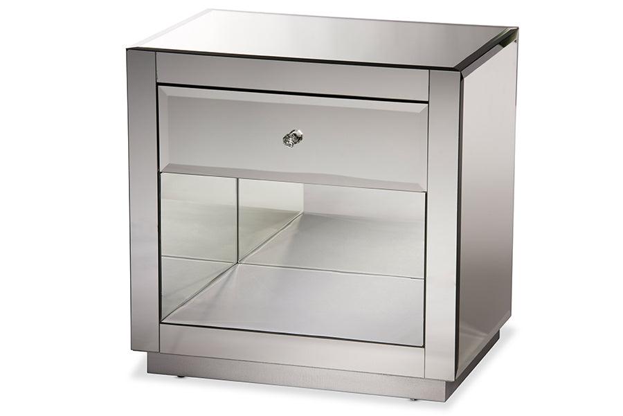 Rochadh Modern and Contemporary Hollywood Glamour Style 1-drawer and 1-shelf End Table