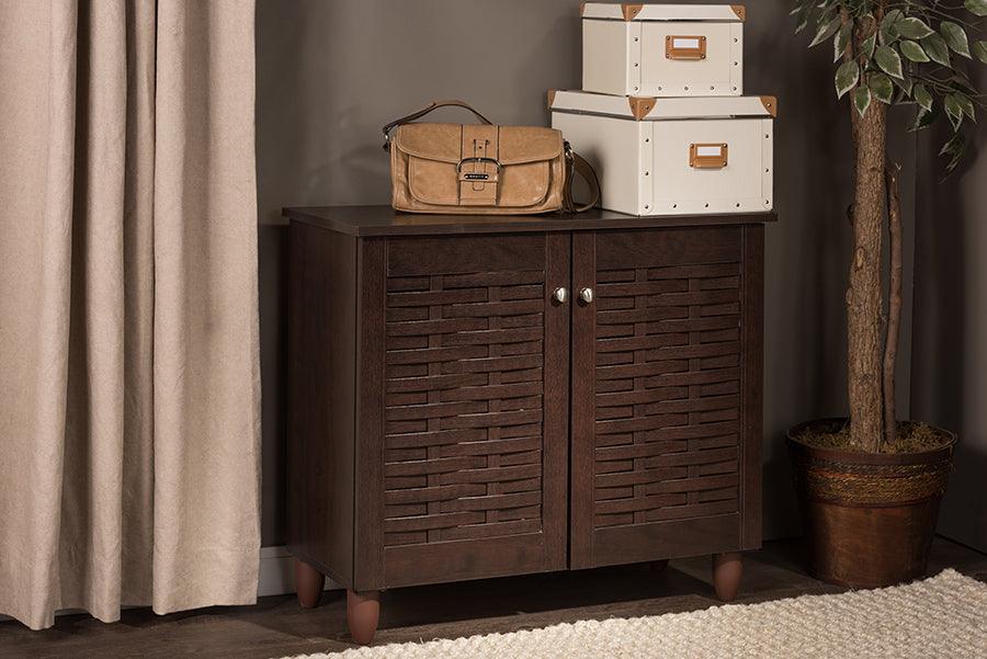 Winda Modern and Contemporary 2-Door Wooden Entryway Shoes Storage Cabinet