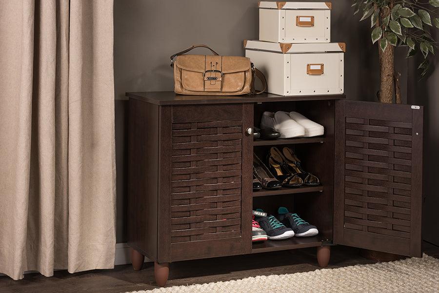 Winda Modern and Contemporary 2-Door Wooden Entryway Shoes Storage Cabinet