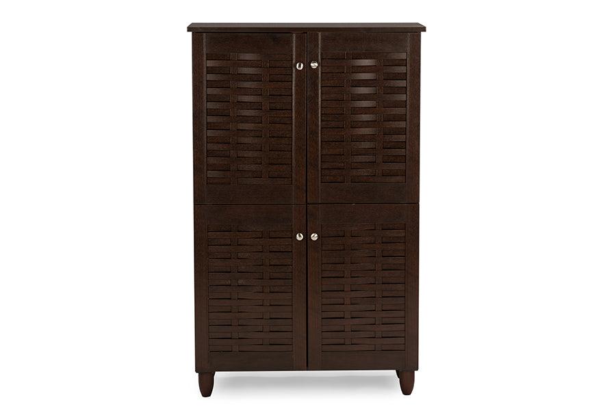 Winda Modern and Contemporary 4-Door Wooden Entryway Shoes Storage Cabinet