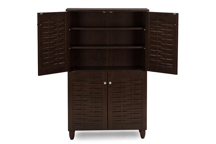 Winda Modern and Contemporary 4-Door Wooden Entryway Shoes Storage Cabinet