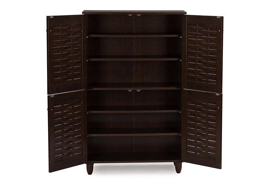 Winda Modern and Contemporary 4-Door Wooden Entryway Shoes Storage Cabinet