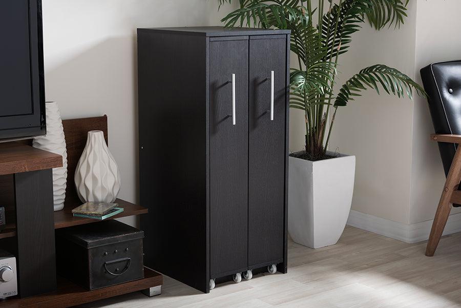 Lindo Wood Bookcase with Two Pulled-out Doors Shelving Cabinet