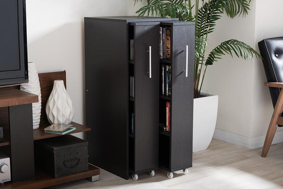 Lindo Wood Bookcase with Two Pulled-out Doors Shelving Cabinet