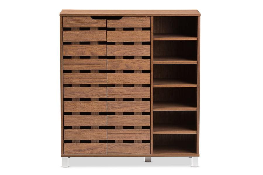 Shirley Modern and Contemporary "" Medium Wood 2-Door Shoe Cabinet with Open Shelves