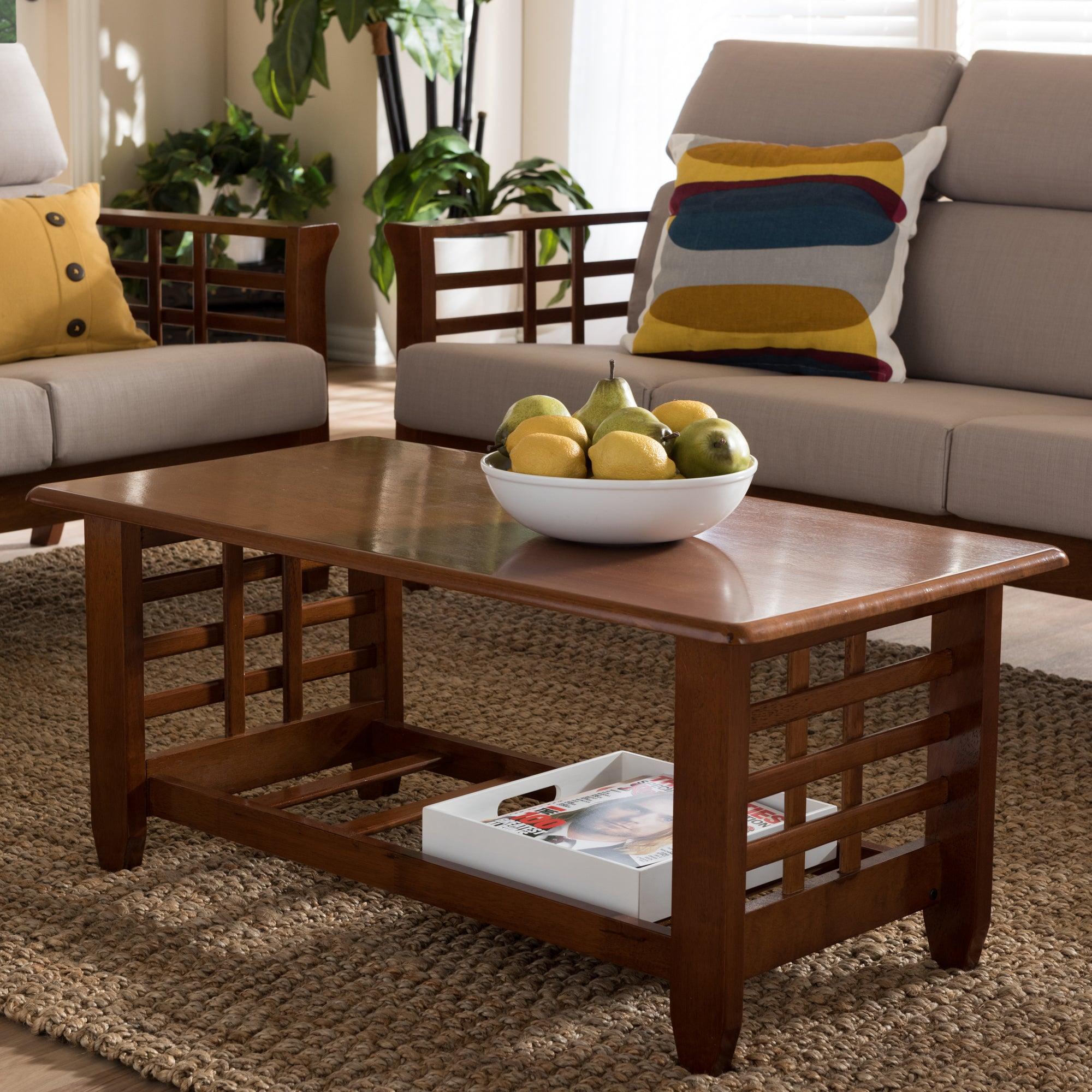 Larissa Modern Classic Mission Style Cherry Finished Wood Living Room Occasional Coffee Table