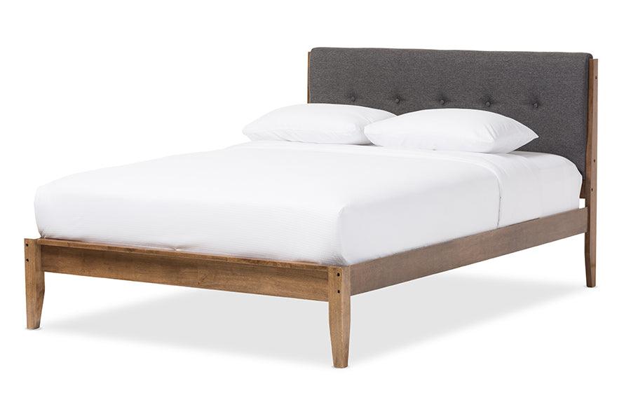 Leyton Mid-Century Modern Fabric Upholstered Platform Bed