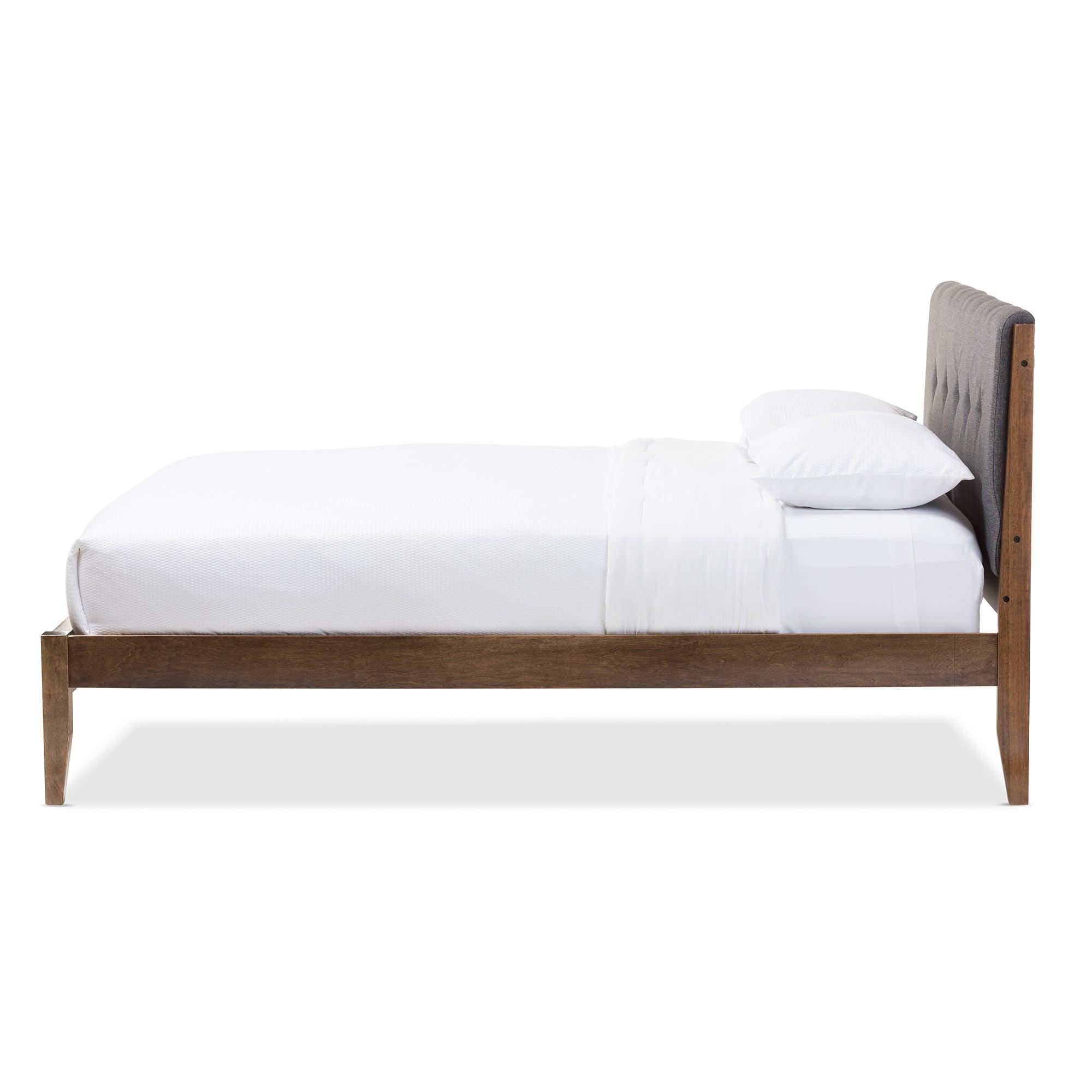 Leyton Mid-Century Modern Fabric Upholstered Platform Bed