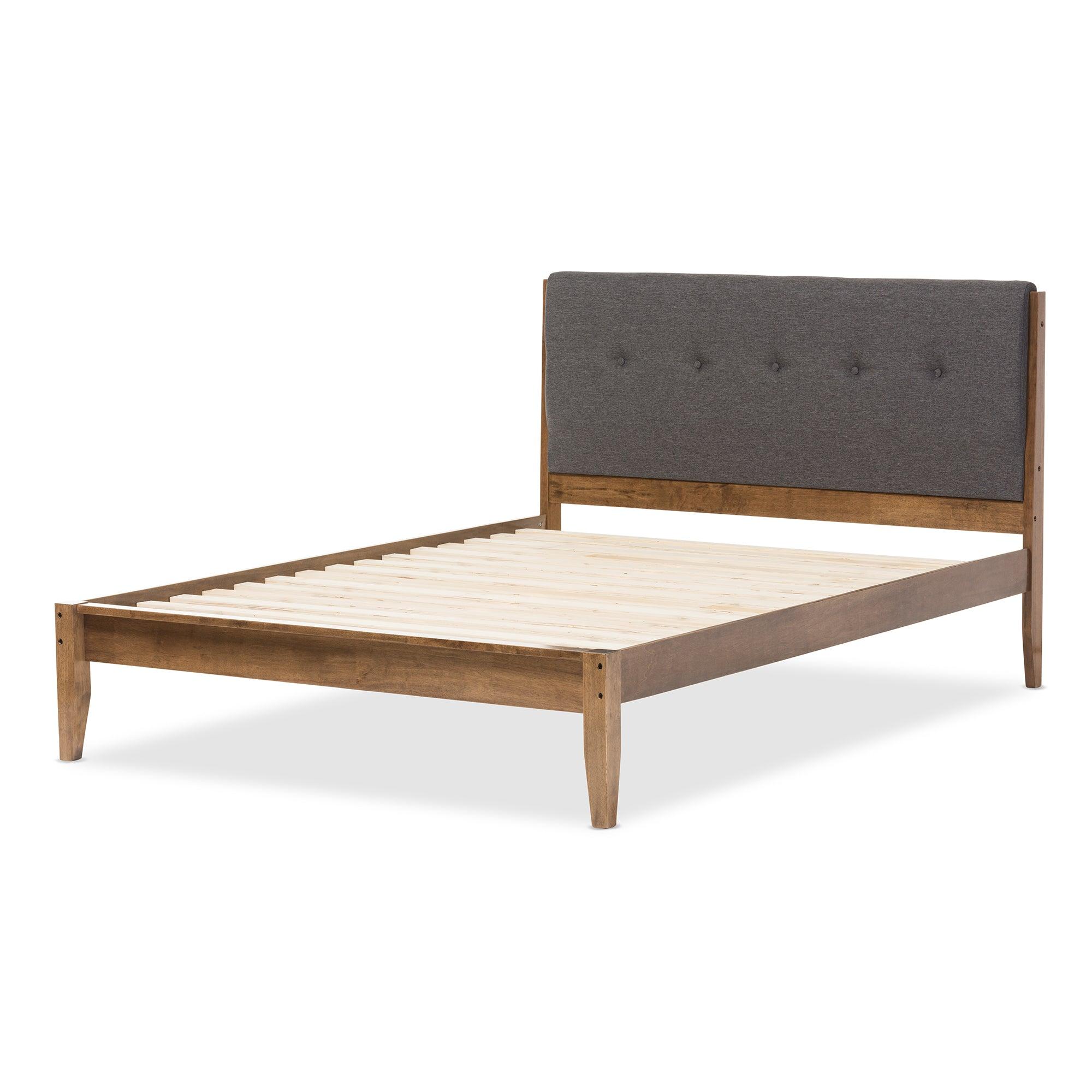 Leyton Mid-Century Modern Fabric Upholstered Platform Bed