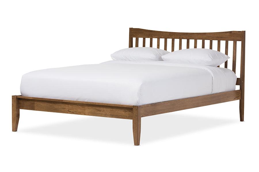 Edeline Mid-Century Modern Solid Wood Curvaceous Slatted Platform Bed