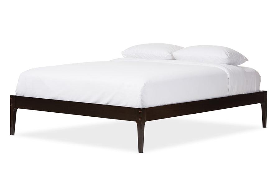 Bentley Mid-Century Modern Cappuccino Finishing Solid Wood Bed Frame