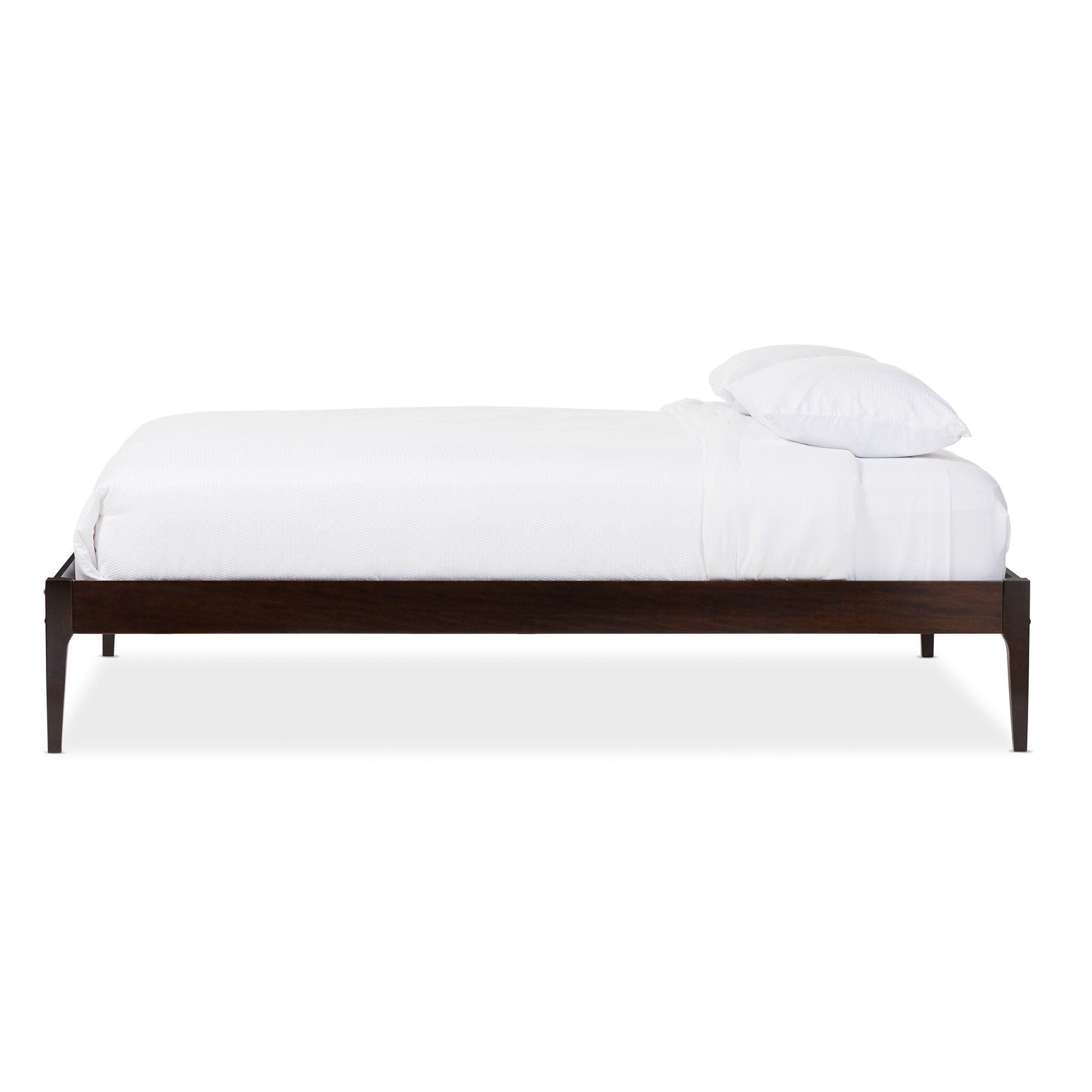 Bentley Mid-Century Modern Cappuccino Finishing Solid Wood Bed Frame