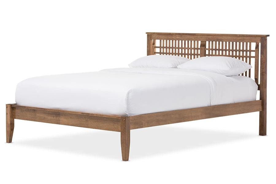 Loafey Mid-Century Modern Solid Wood Window-Pane Style Platform Bed