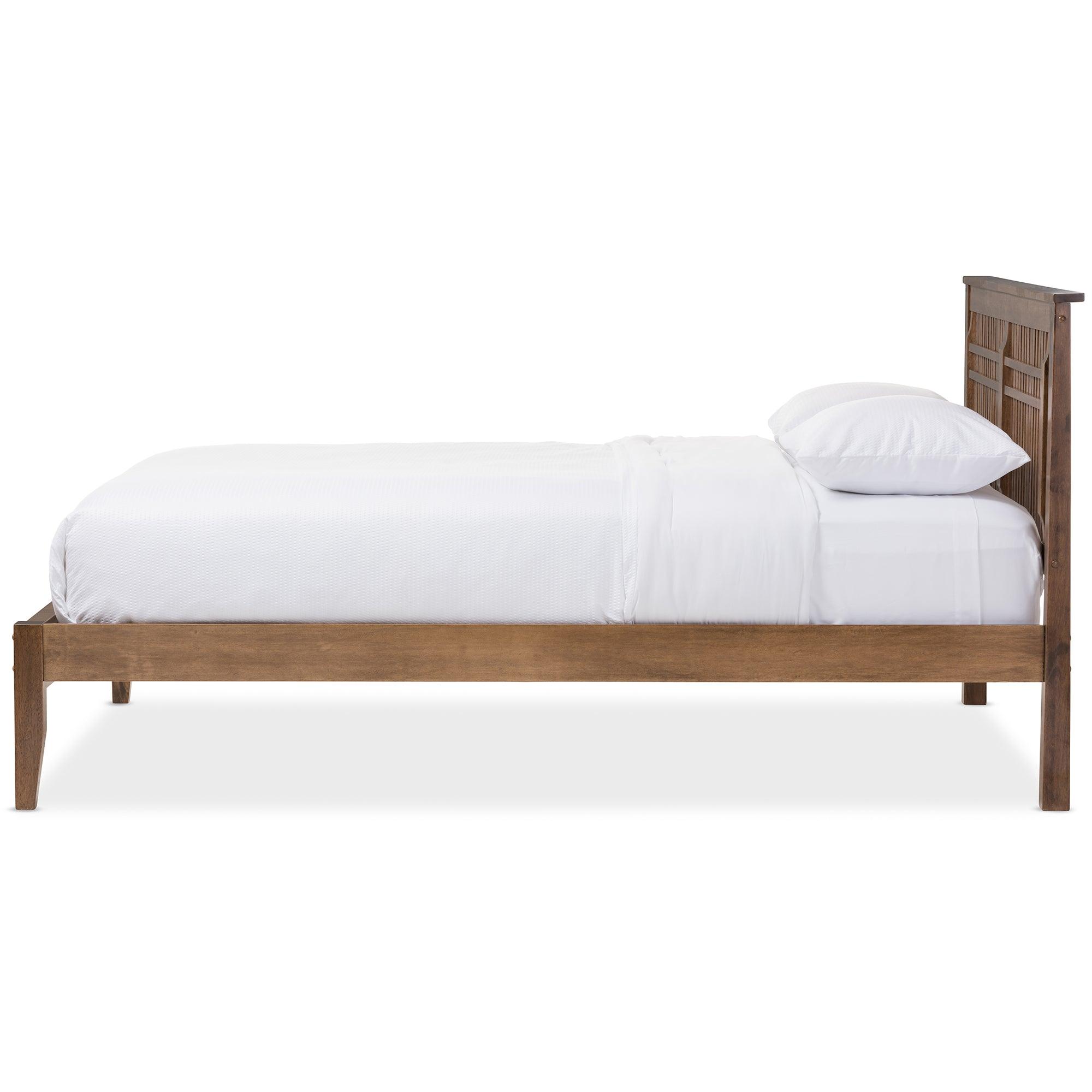 Loafey Mid-Century Modern Solid Wood Window-Pane Style Platform Bed