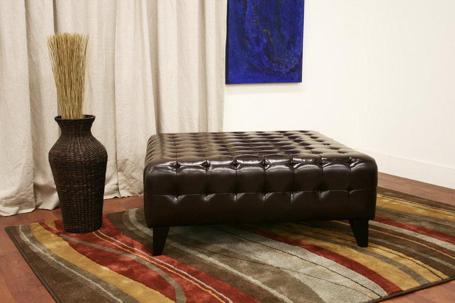 Pemberly Bonded Leather Square Ottoman